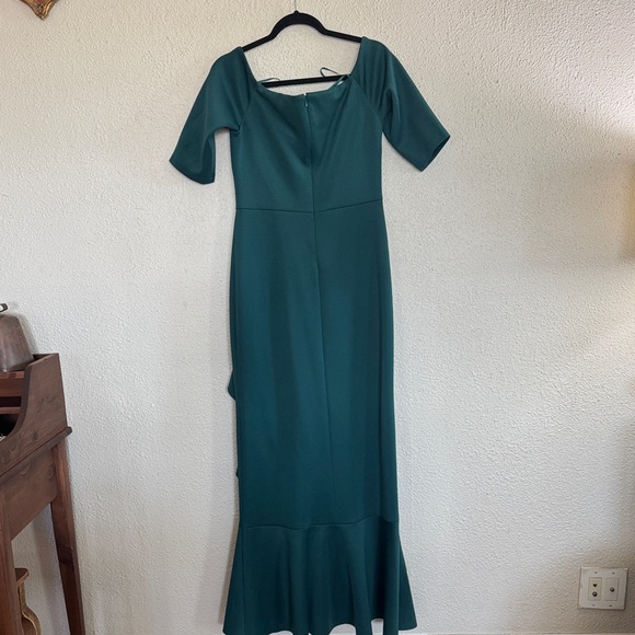 Eliza J Teal Green Formal Dress with Ruffle Cascade - Picture 4 of 4